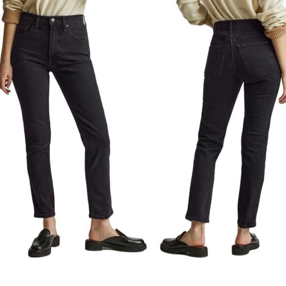 EVERLANE The Original Cheeky Jean 25 Crop Black High Rise Straight Leg EUC B50 - Picture 1 of 6